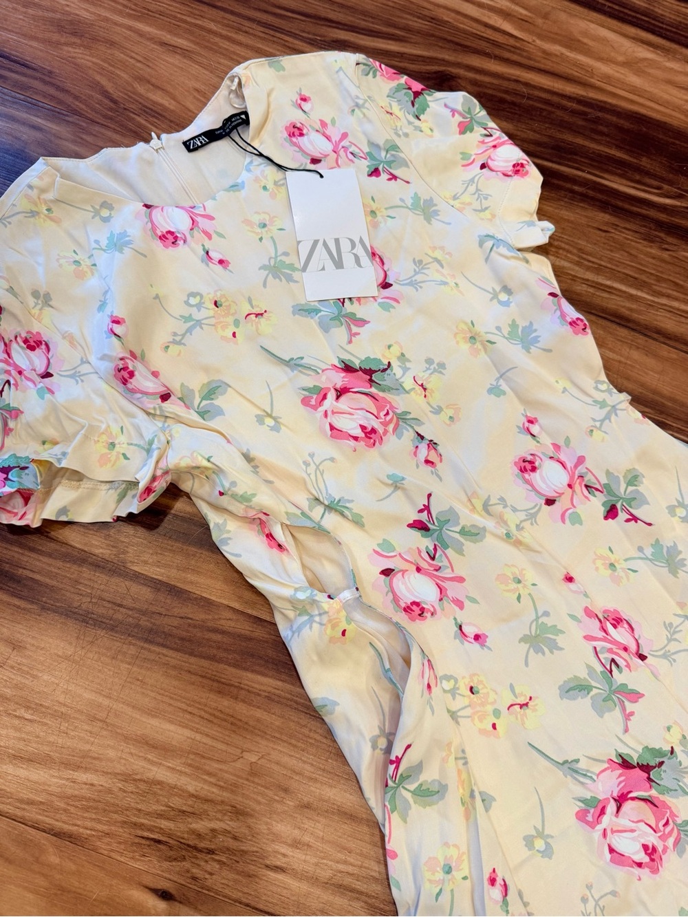 🌹 Zara Satin Effect Cream Dress 🌹 Medium — New - Picture 4 of 6
